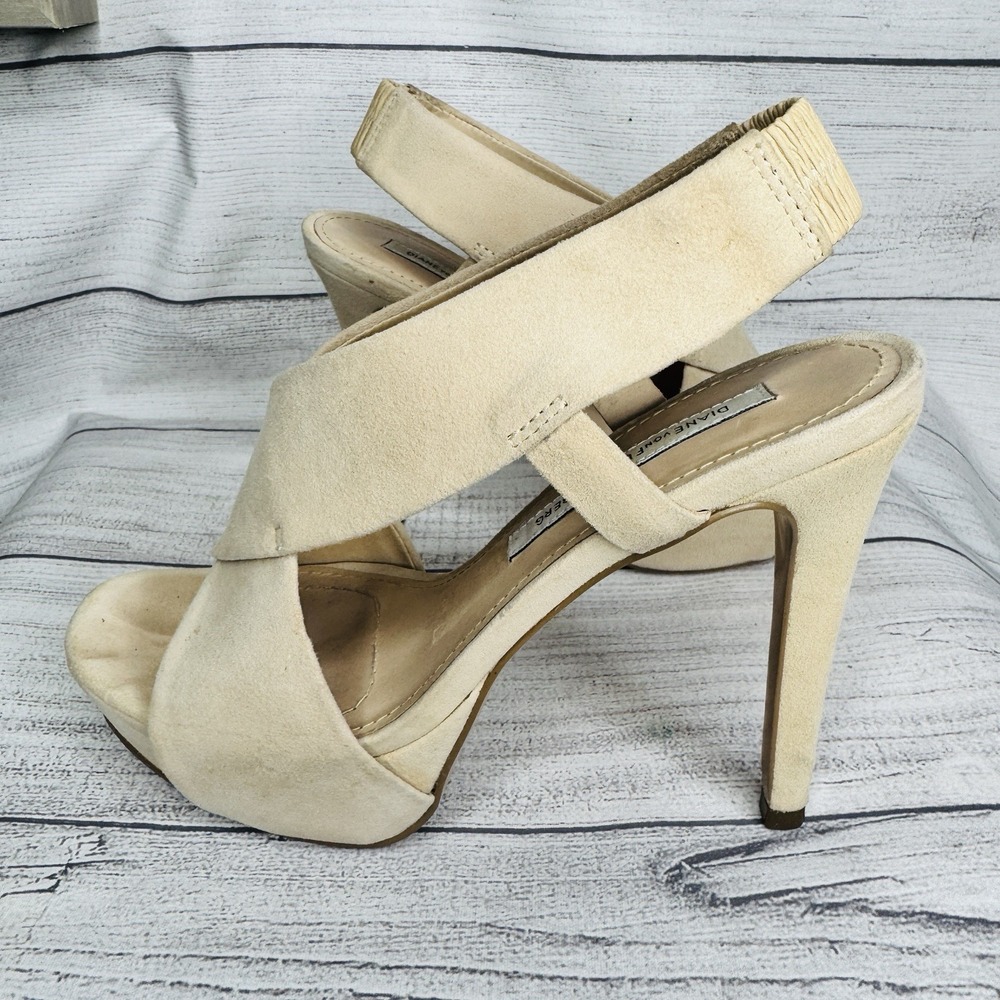 Diane Von Furstenberg DVF Zia Suede Platform Heels Criss Cross Stiletto Size 6.5